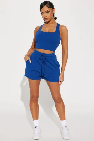 All The Feels Ribbed Short Set - Royal