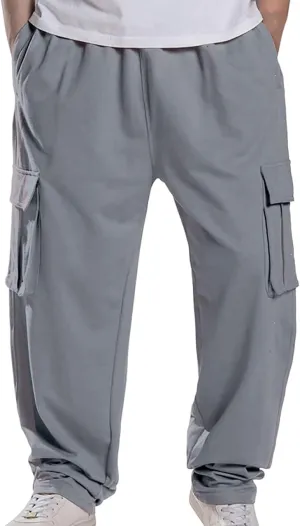 Baggy Cargo Sweatpants for Men Relaxed Fit Athletic Pants Gym Tapered Trousers Fall Casual Pants with Multi Pockets