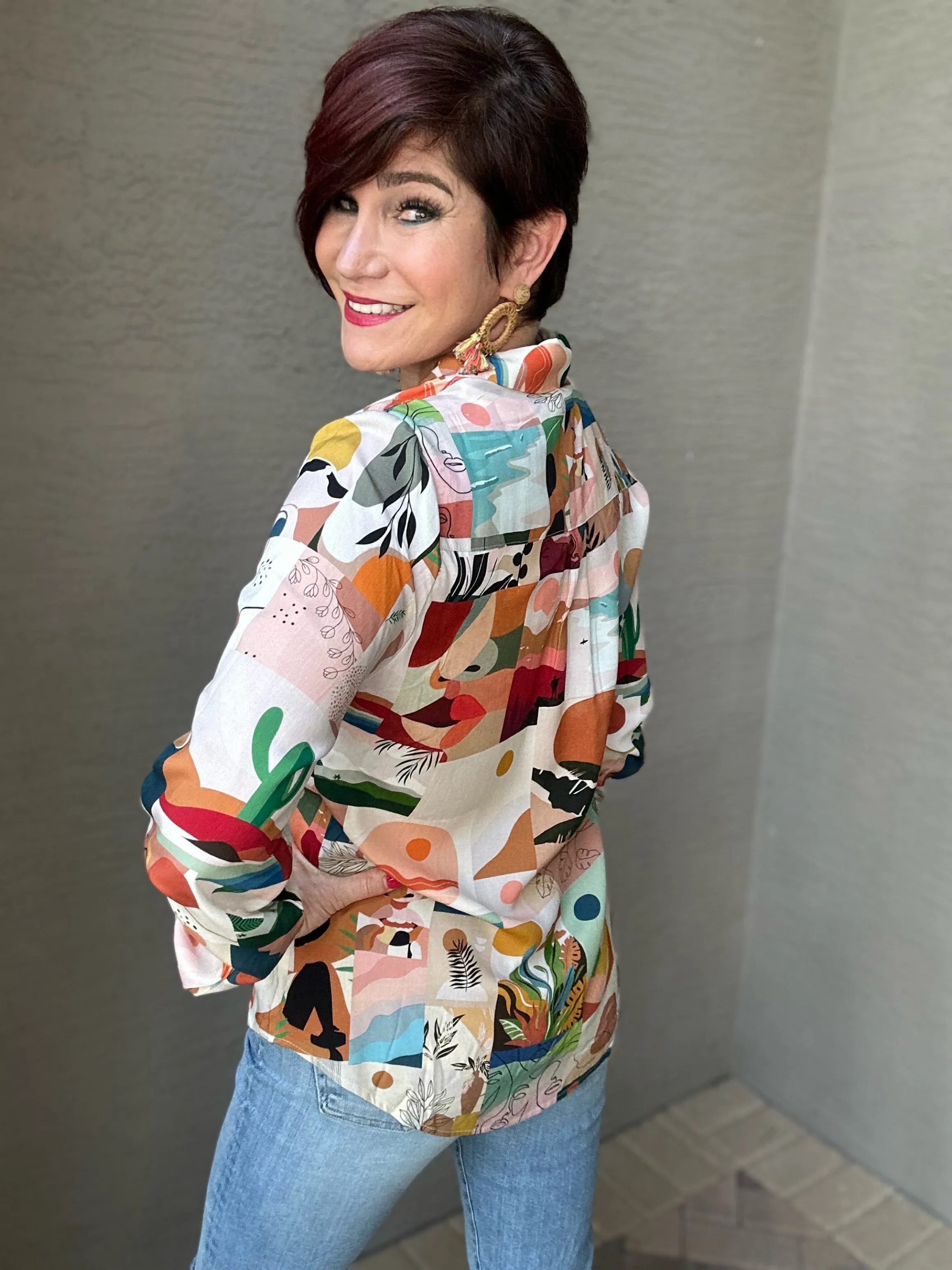 Bohemian Print Long Sleeve Buttondown