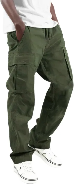 Cargo Pants for Men Lightweight Casual Relaxed Fit Trousers Drawstring Waist Pants Overalls Athletic Joggers