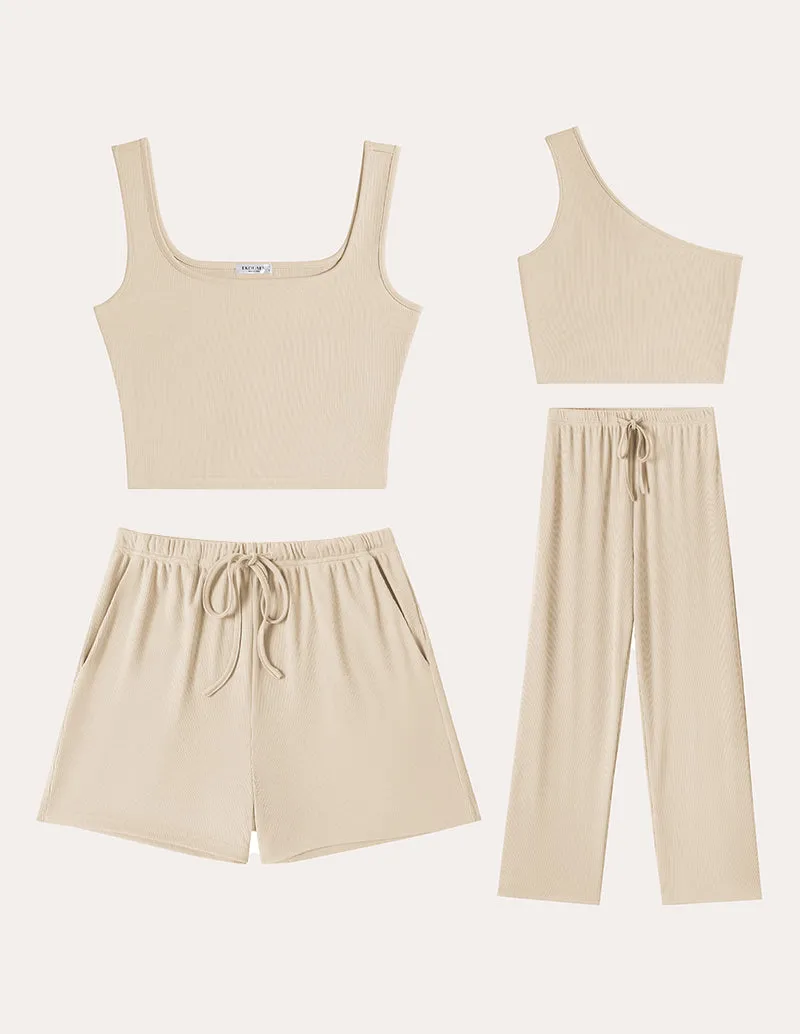 Casual Ribbed Knit 4-Piece Outfits (US Only)