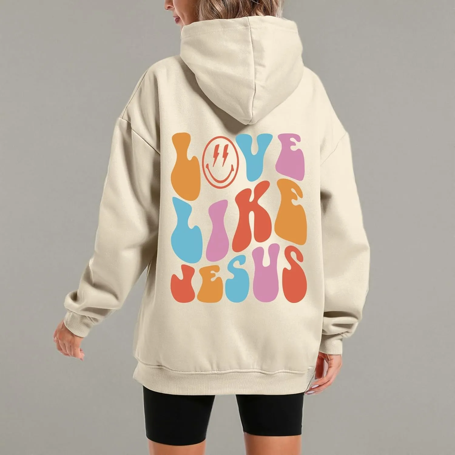 Christian Love Like Jesus Aesthetic Hoodies Oversized Graphic Preppy Sweatshirts for Women Faith Pullover Shirts Top
