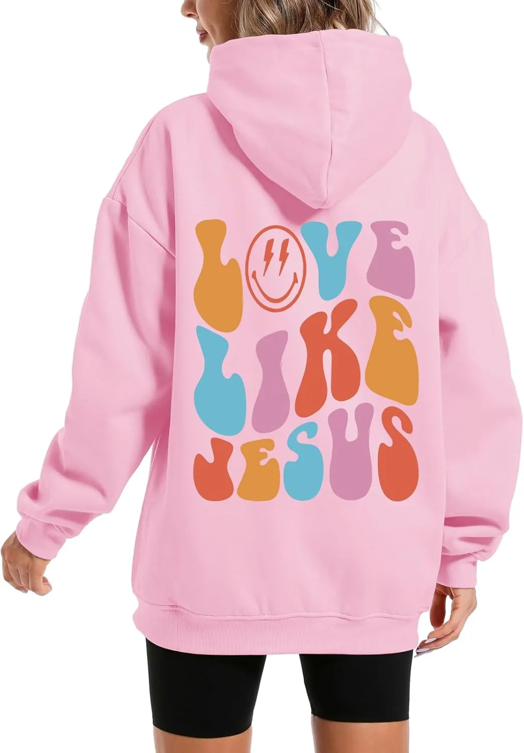 Christian Love Like Jesus Aesthetic Hoodies Oversized Graphic Preppy Sweatshirts for Women Faith Pullover Shirts Top