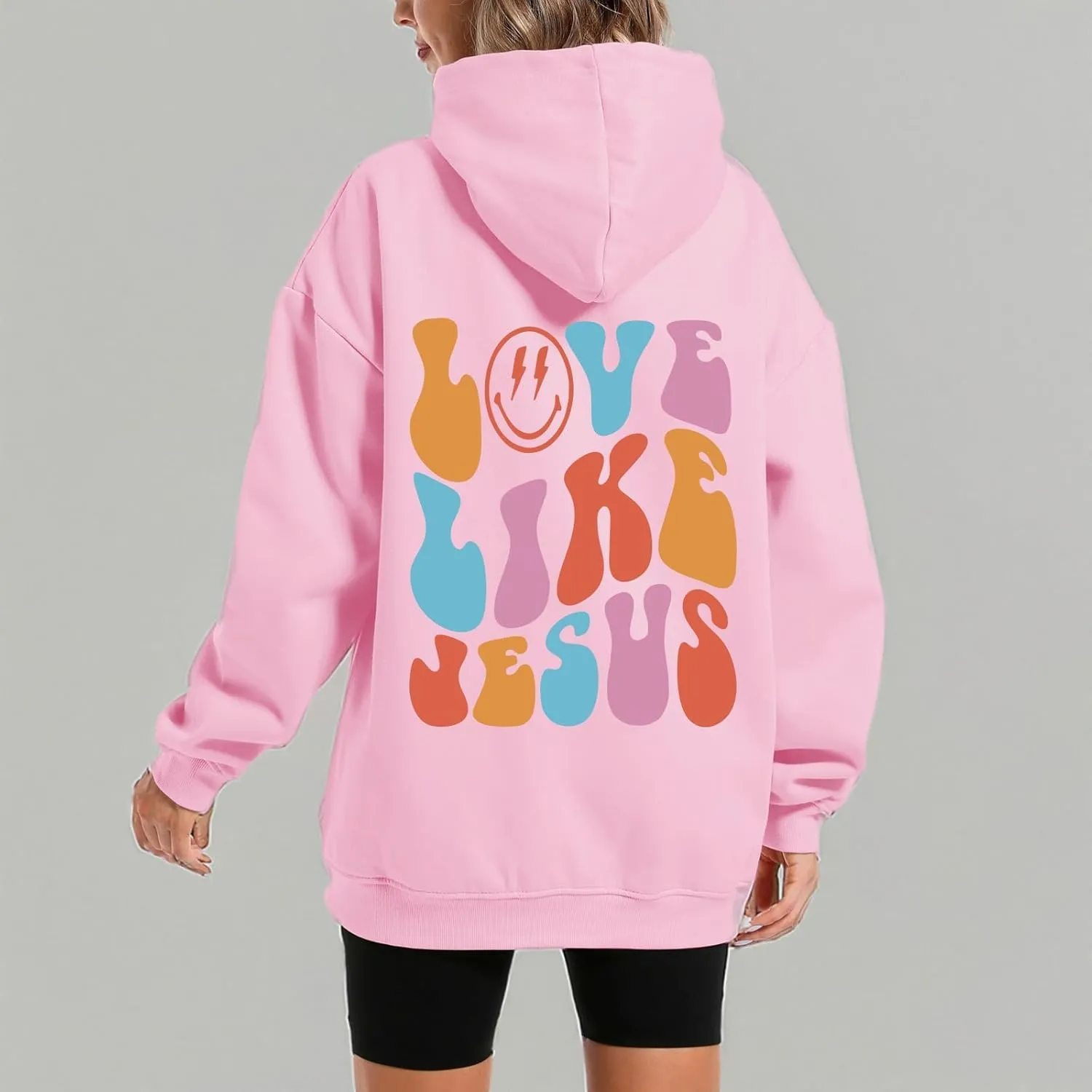 Christian Love Like Jesus Aesthetic Hoodies Oversized Graphic Preppy Sweatshirts for Women Faith Pullover Shirts Top