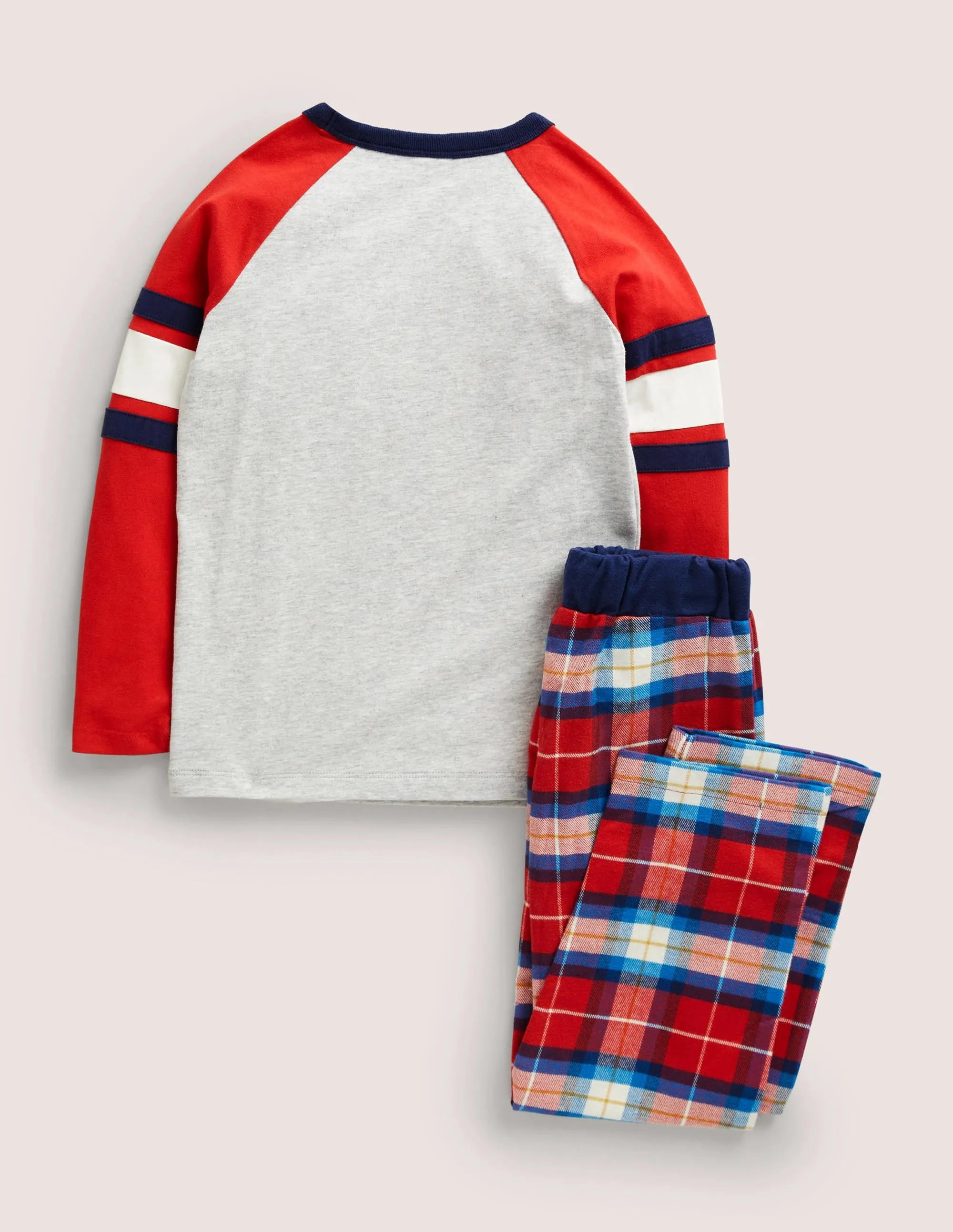 Cosy Brushed Pyjama Set-Ivory/Rockabilly Red