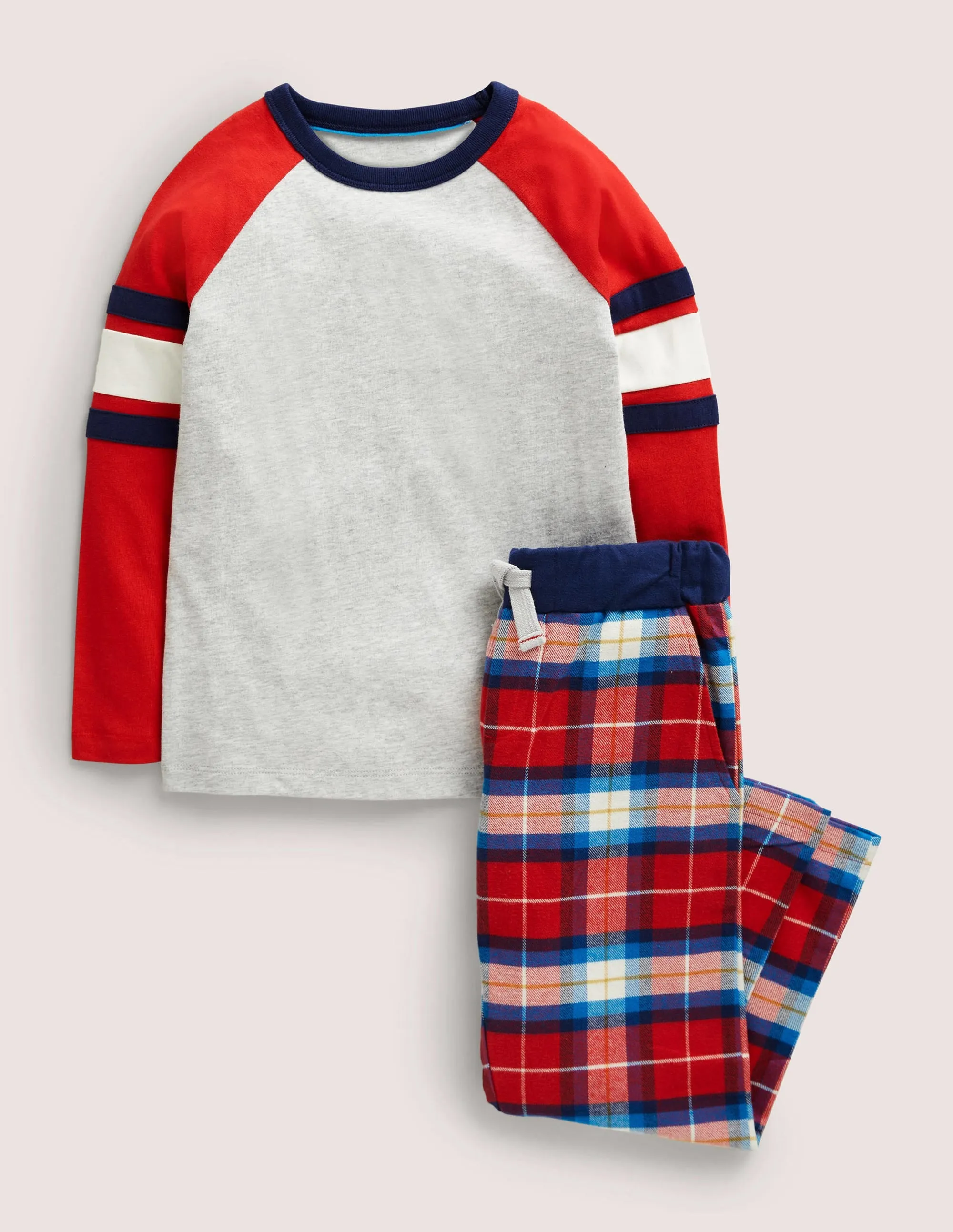 Cosy Brushed Pyjama Set-Ivory/Rockabilly Red