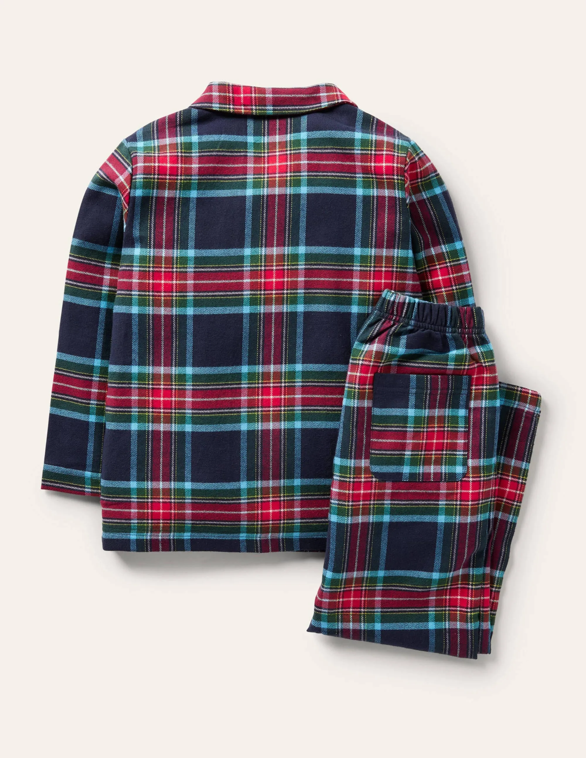 Cosy Brushed Woven Pyjama Set-College Navy/Rockabilly Red