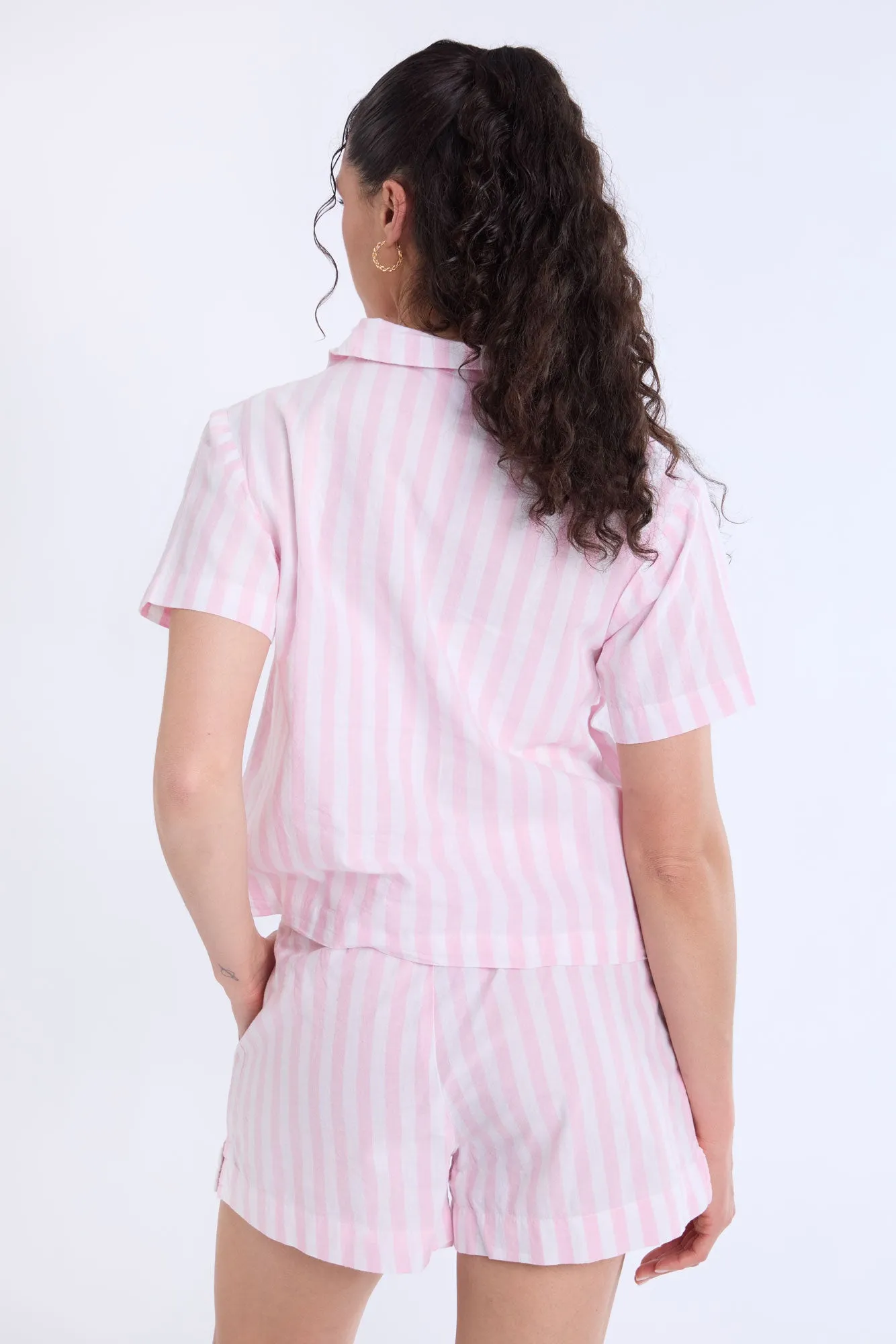 Cotton Pajama Striped Dad Shirt