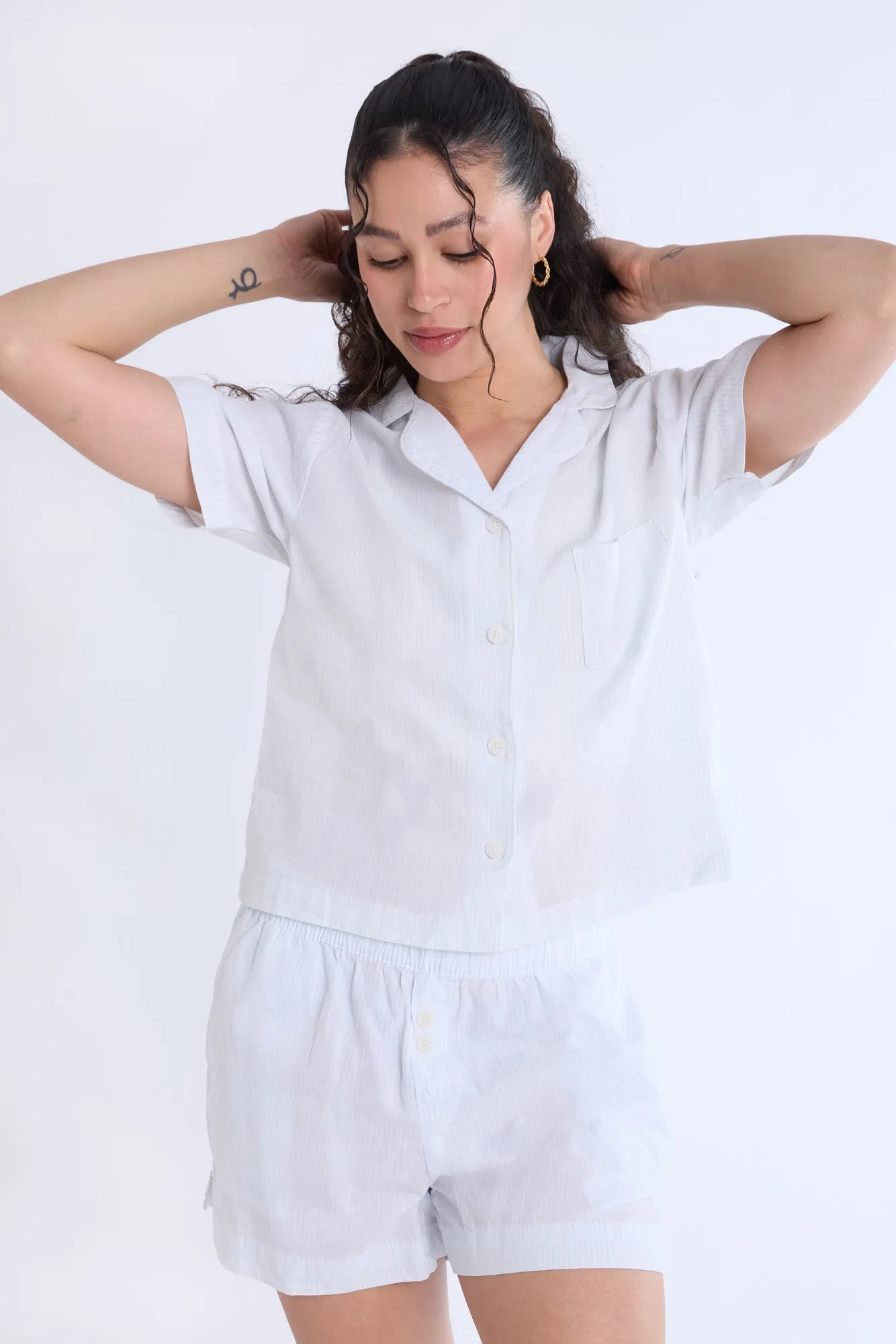 Cotton Pajama Striped Dad Shirt