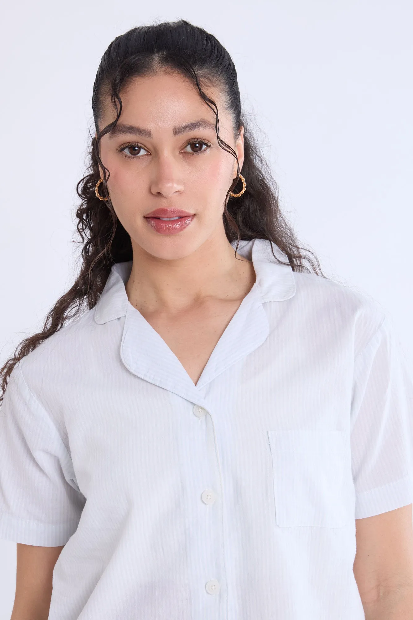 Cotton Pajama Striped Dad Shirt