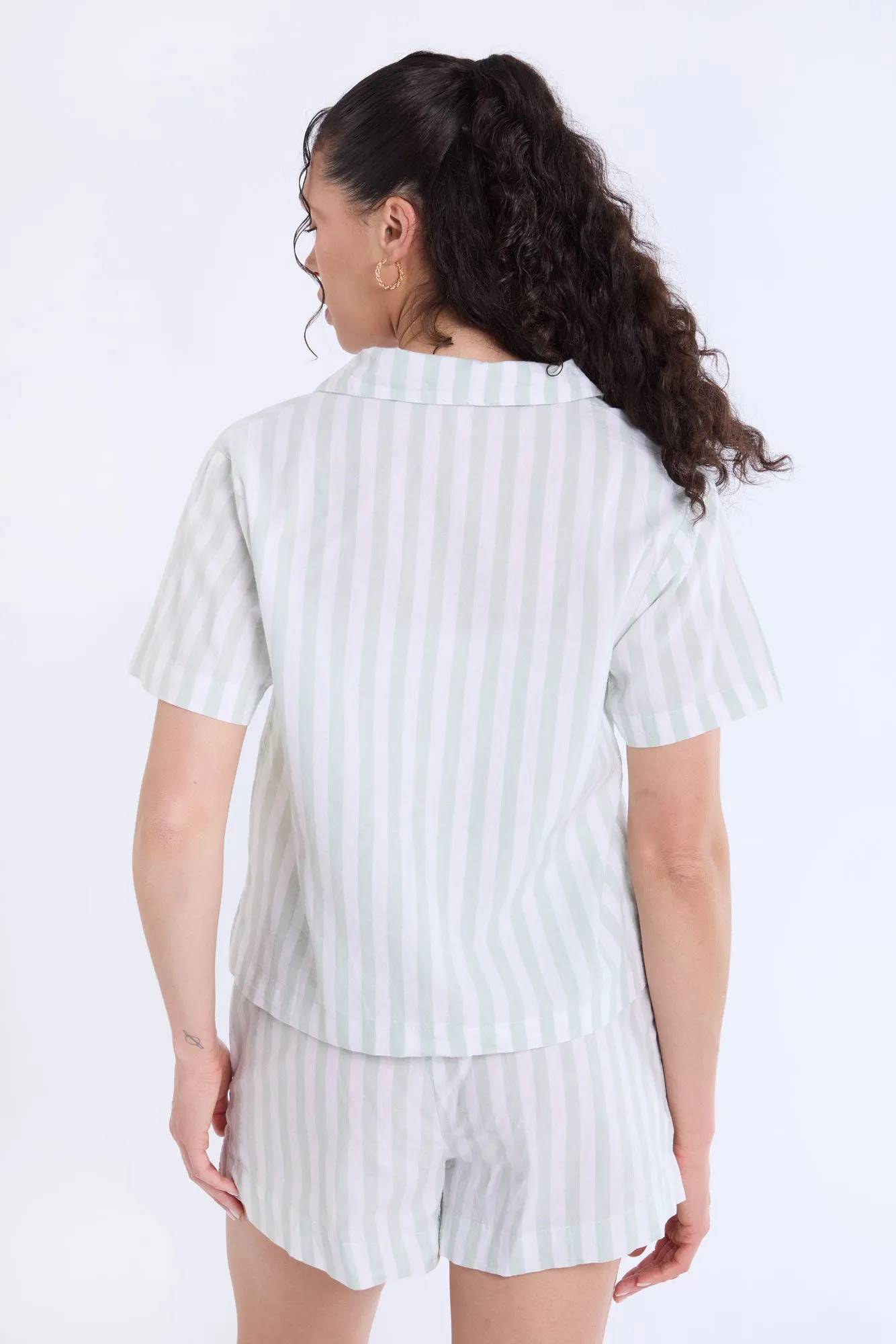 Cotton Pajama Striped Dad Shirt