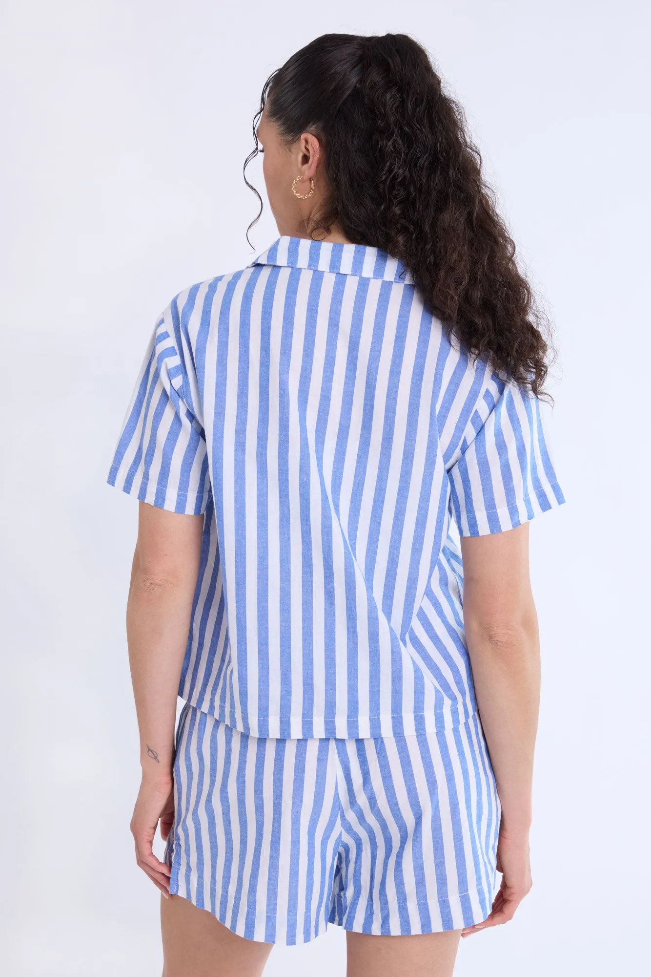 Cotton Pajama Striped Dad Shirt