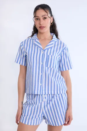 Cotton Pajama Striped Dad Shirt