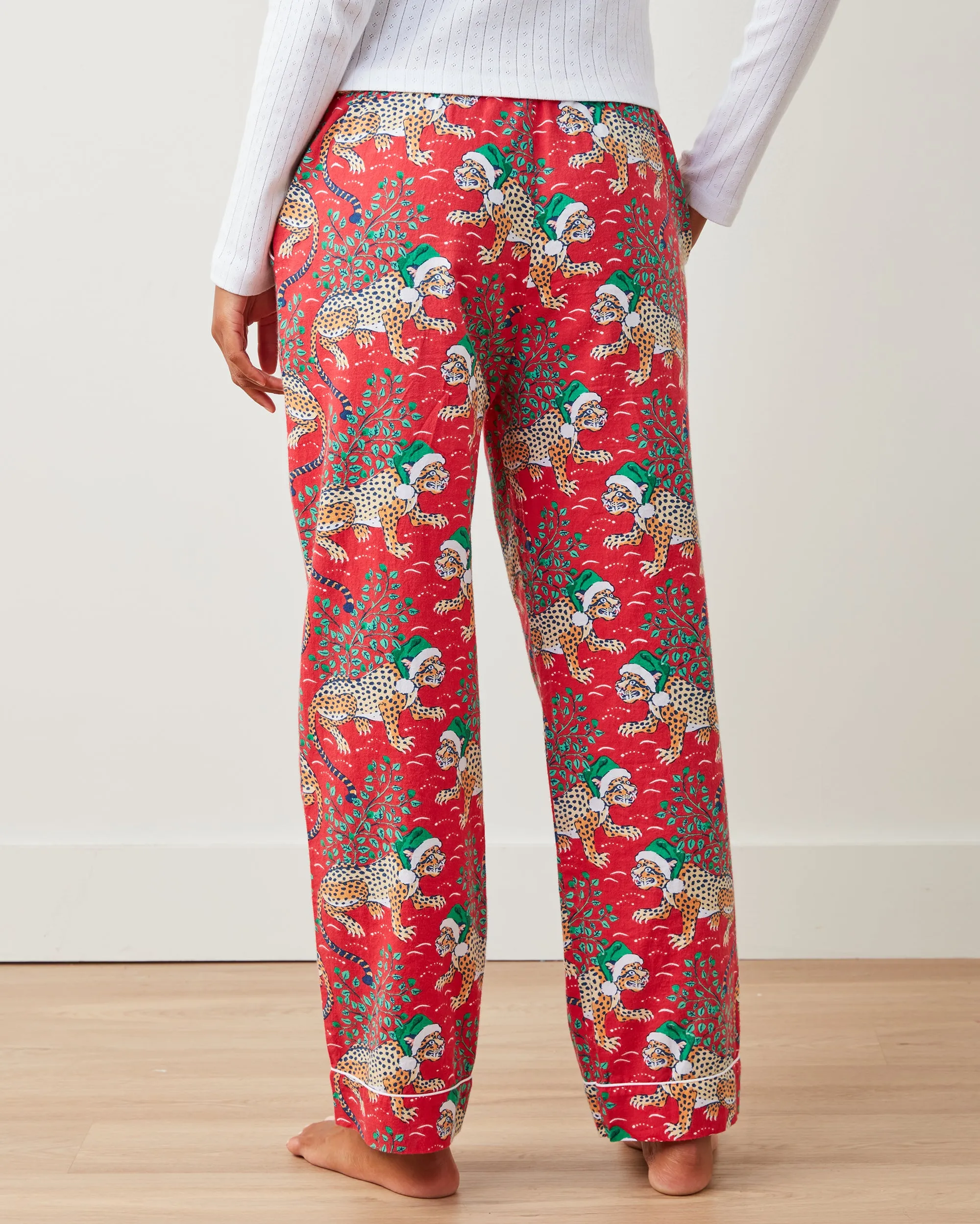 Holly Jolly Bagheera - Petite Lightweight Flannel PJ Pants - Ruby