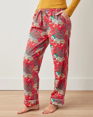 Holly Jolly Bagheera - Petite Lightweight Flannel PJ Pants - Ruby