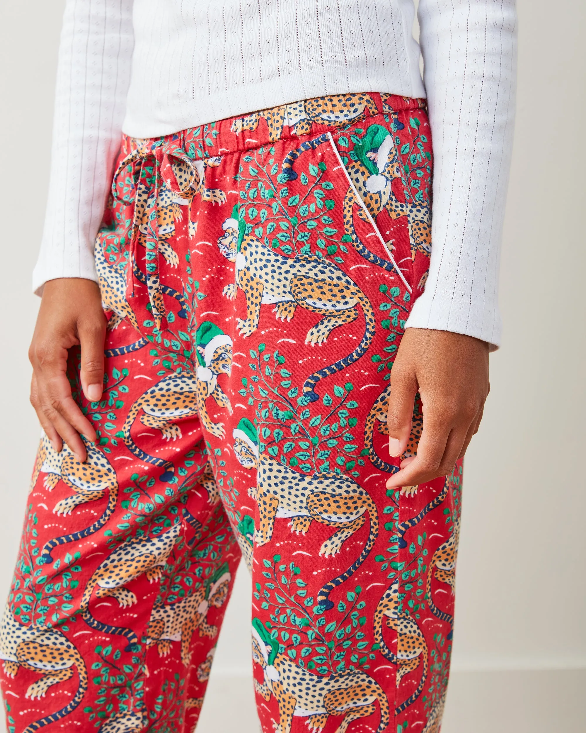 Holly Jolly Bagheera - Petite Lightweight Flannel PJ Pants - Ruby