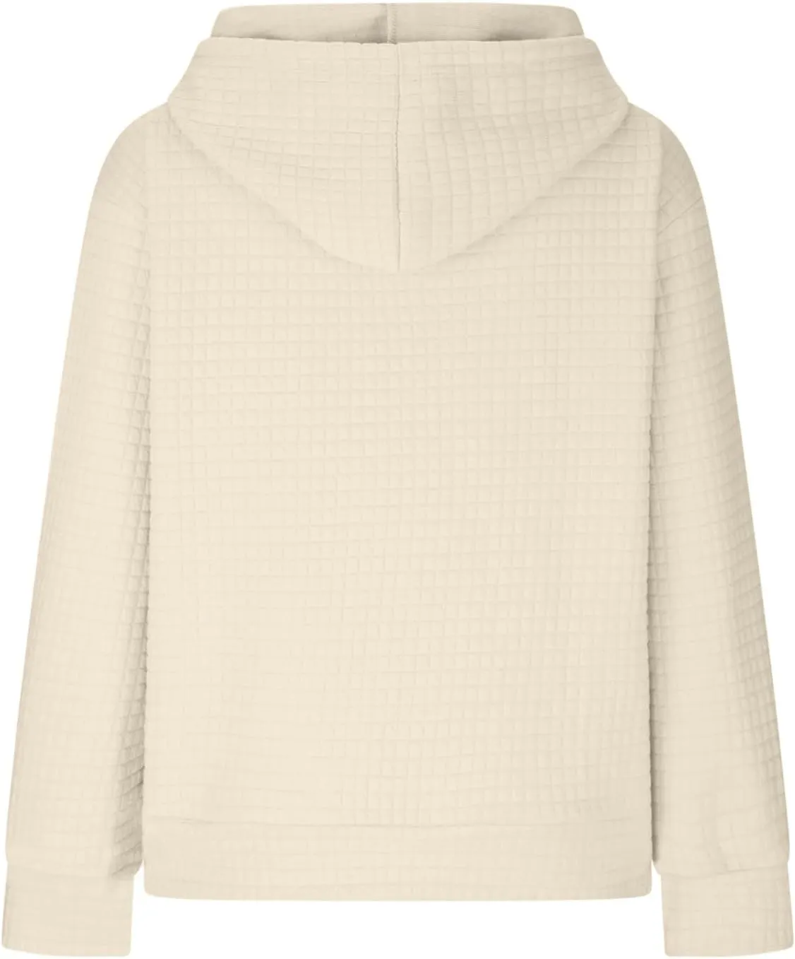Hoodies for Women Casual Pullover Waffle Long Sleeve Crew Neck Trendy Drawstring Hooded Sweatshirts with Pocket