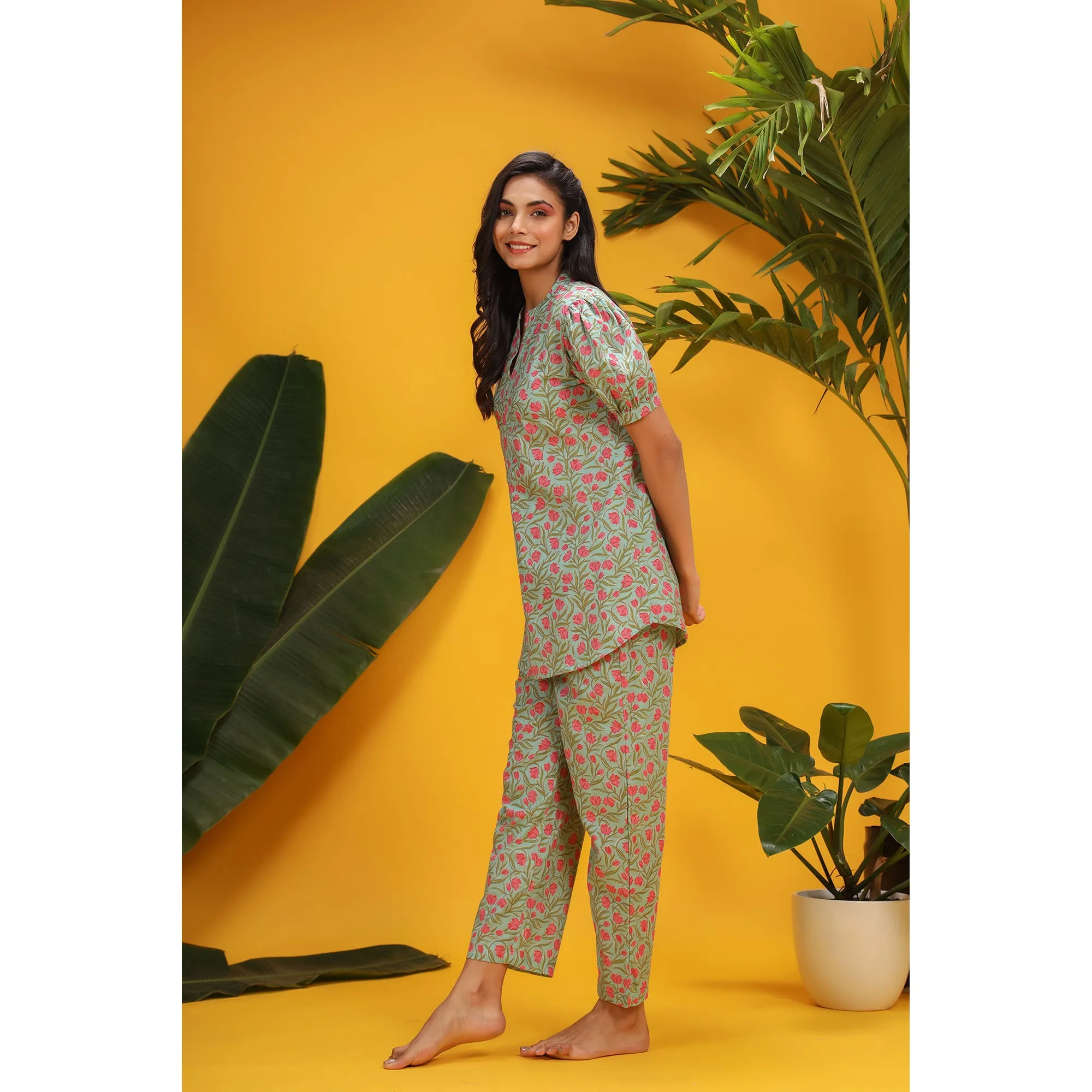 Jaal On Blue Loungewear Top Set