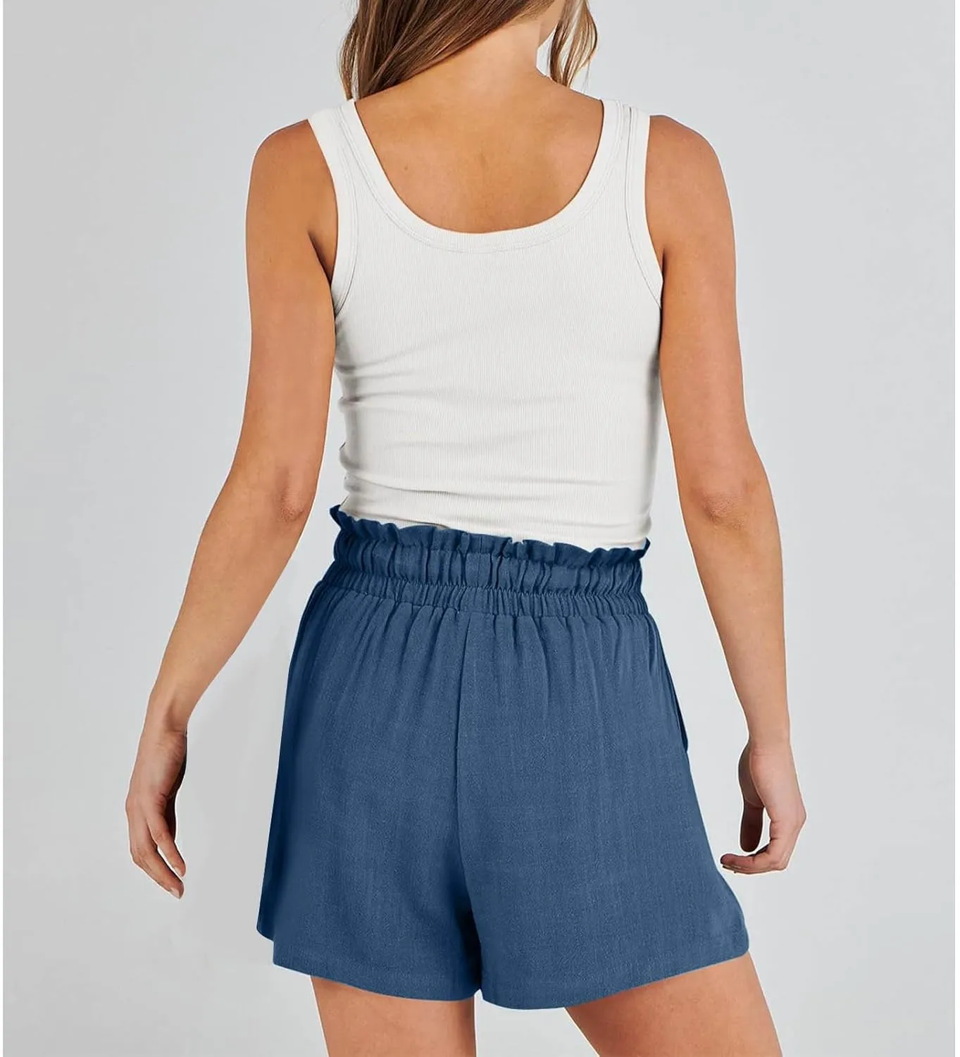 Linen Shorts for Women Summer Casual High Waisted Drawstring Beach Loose Shorts Comfy Fashion Outfits