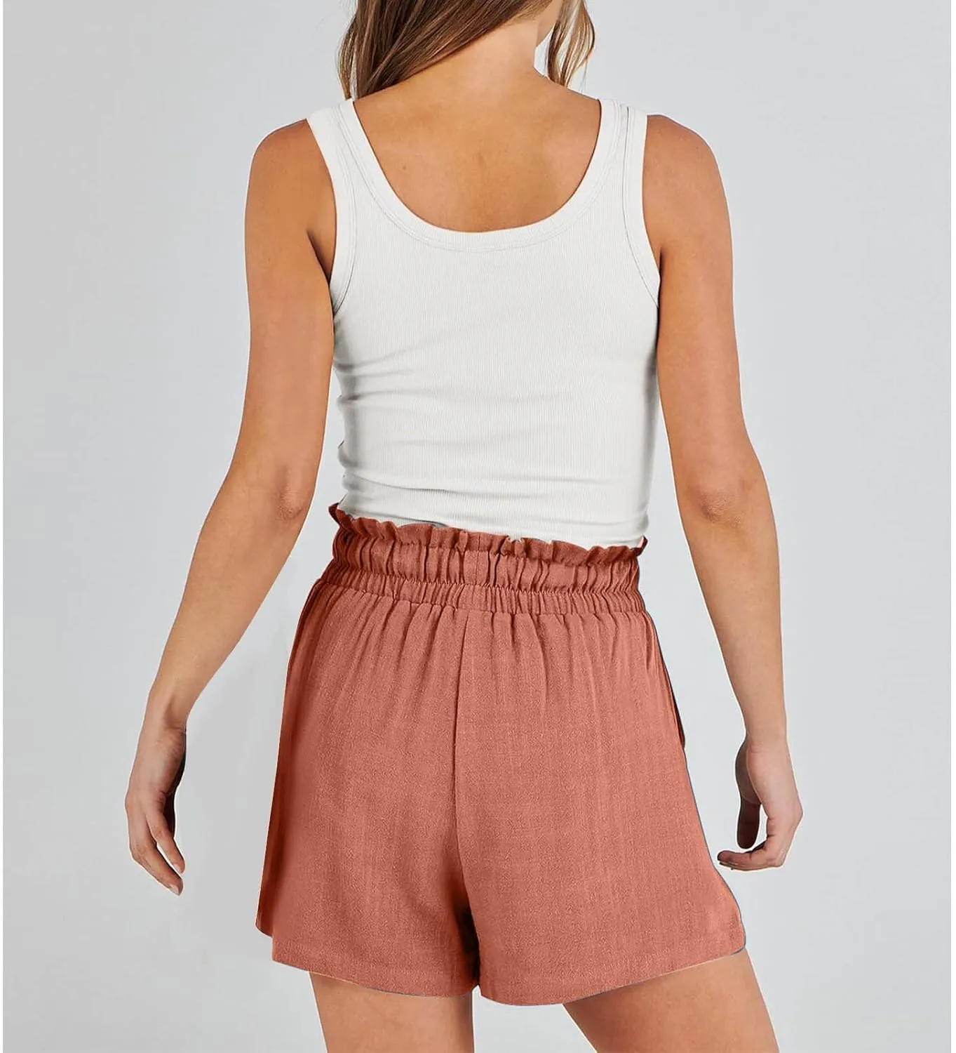 Linen Shorts for Women Summer Casual High Waisted Drawstring Beach Loose Shorts Comfy Fashion Outfits