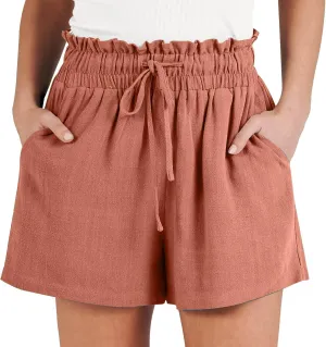 Linen Shorts for Women Summer Casual High Waisted Drawstring Beach Loose Shorts Comfy Fashion Outfits