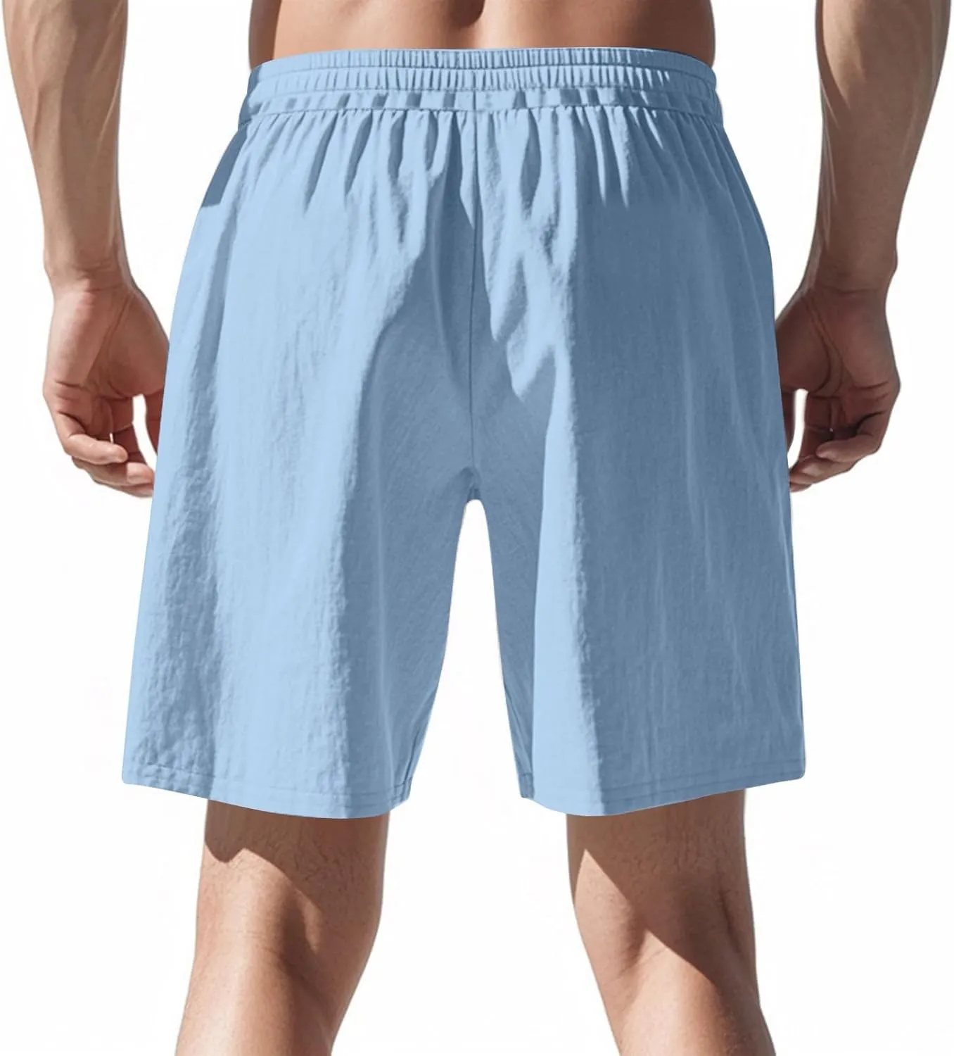 Men's Casual Shorts Cotton Elastic Waist Drawstring Shorts Lightweight Summer Beach Shorts 2025