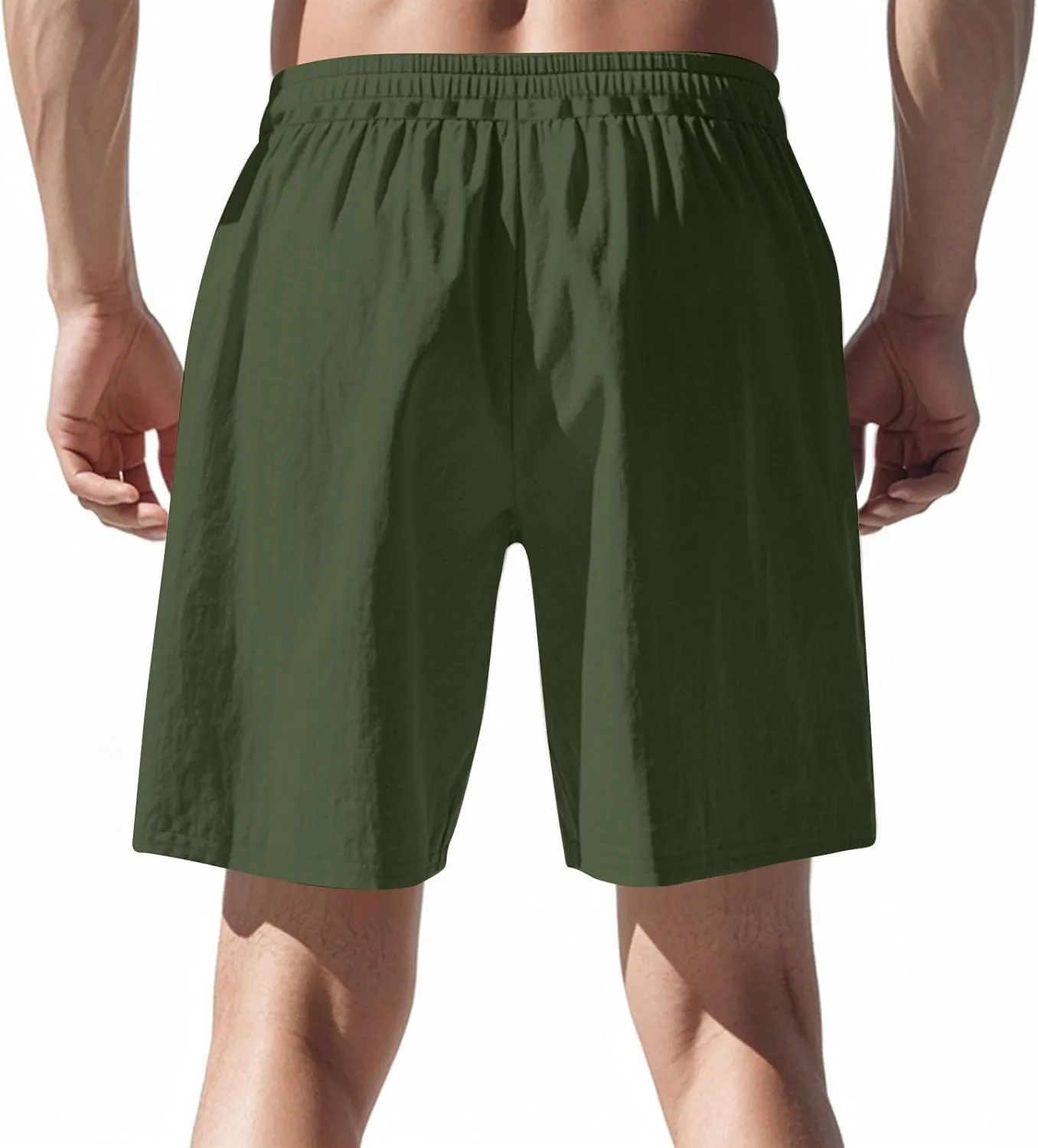 Men's Casual Shorts Cotton Elastic Waist Drawstring Shorts Lightweight Summer Beach Shorts 2025