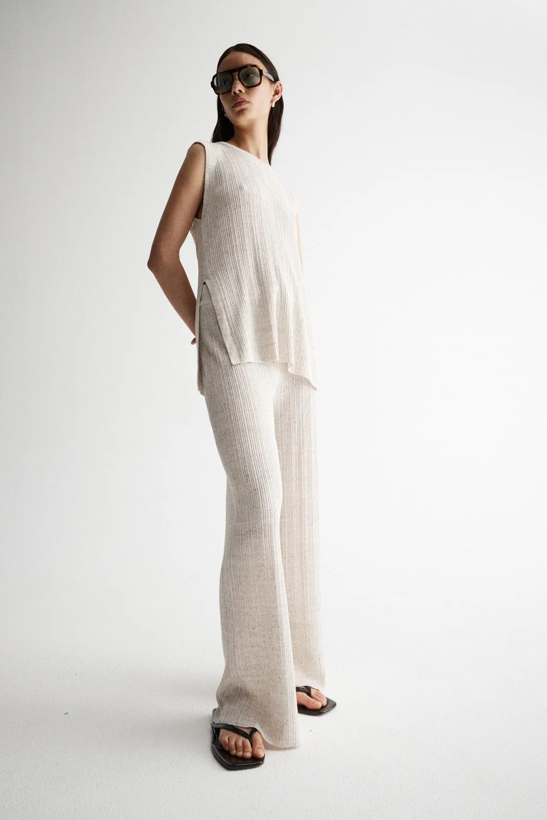 Oscar Knit Pant Oat Marle