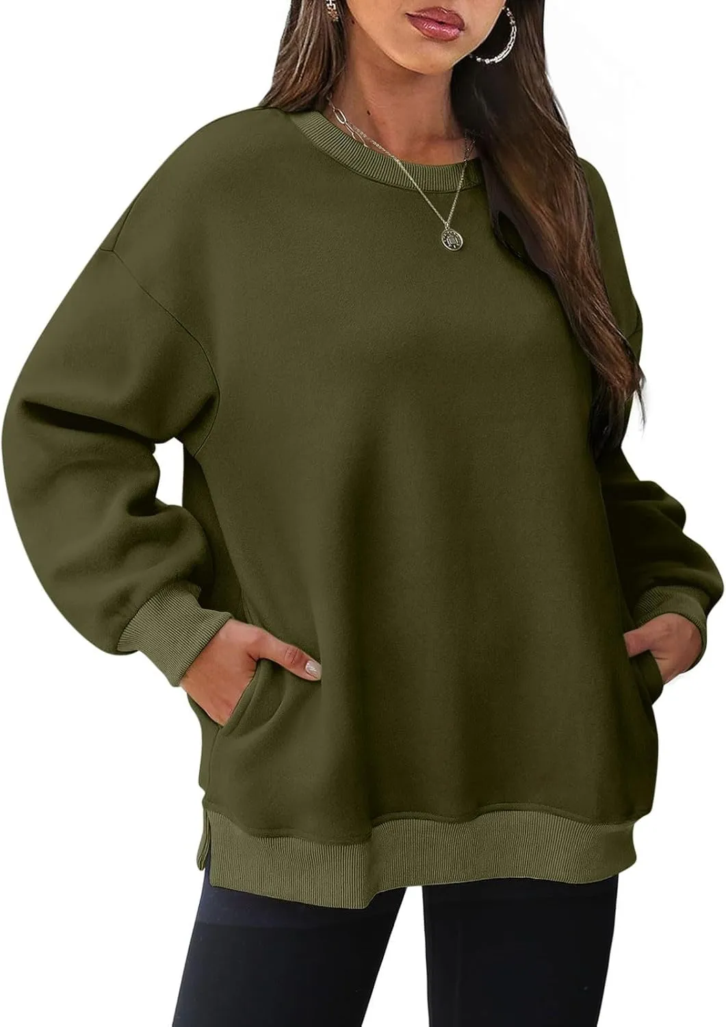 Oversized Sweatshirt for Women Long Sleeve Crewneck Hoodies 2024 Preppy Pullover Top Trendy Fall Outfits