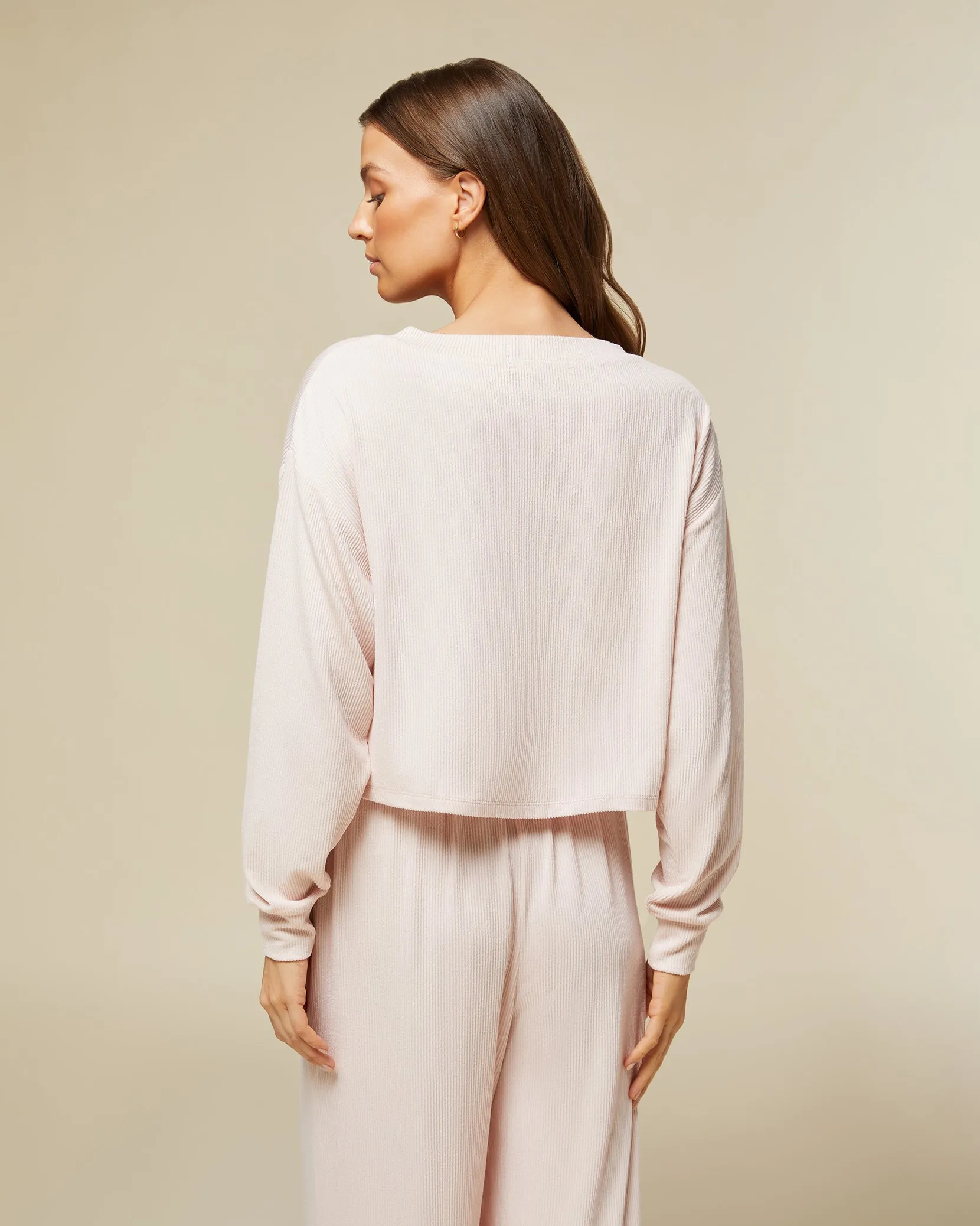 Ribbed V-neck Pull Over Top
