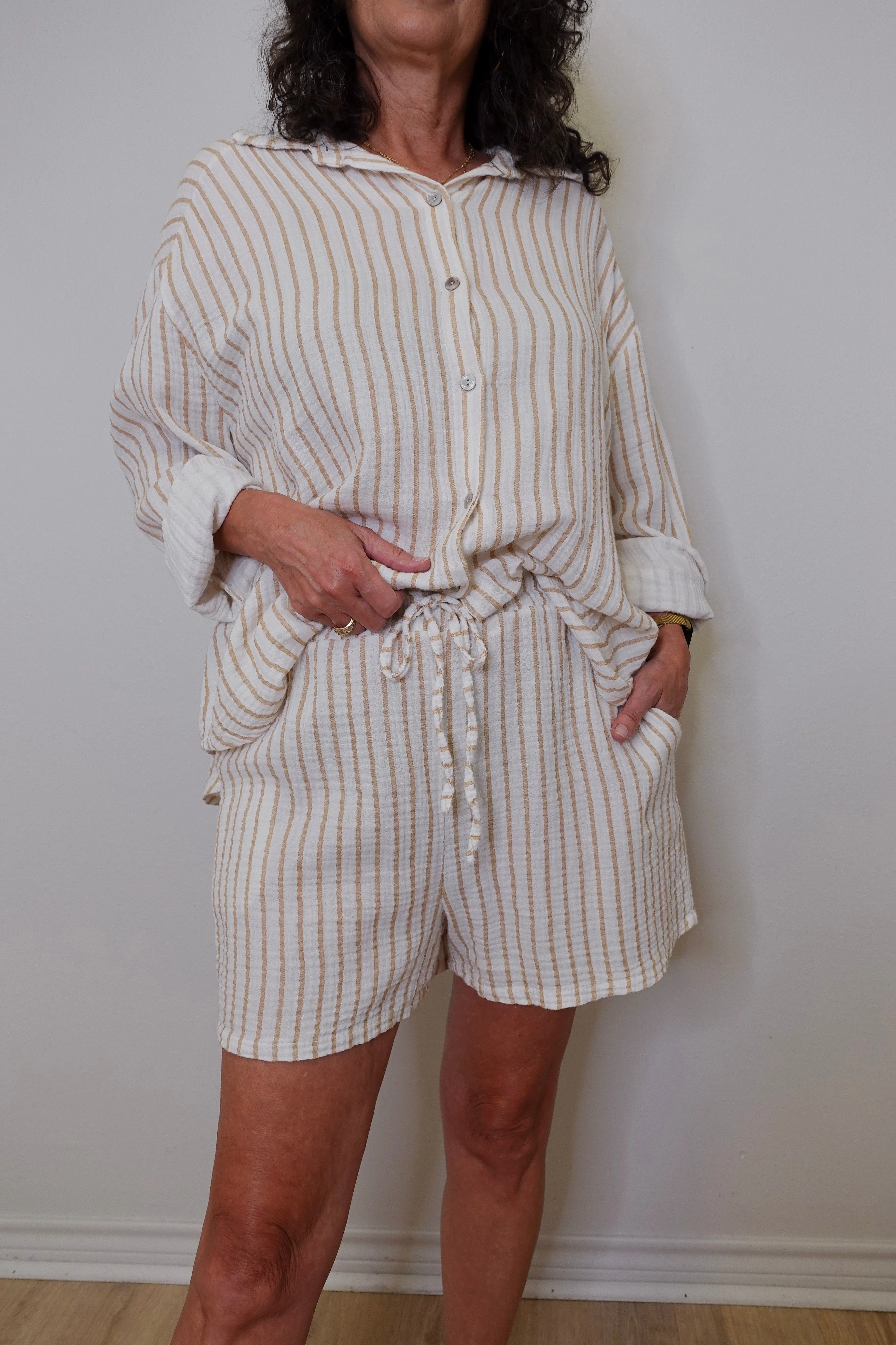 Seersucker Drawstring Shorts