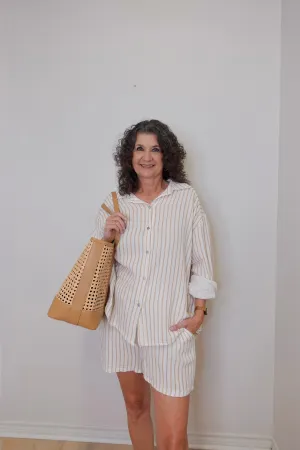 Seersucker Drawstring Shorts