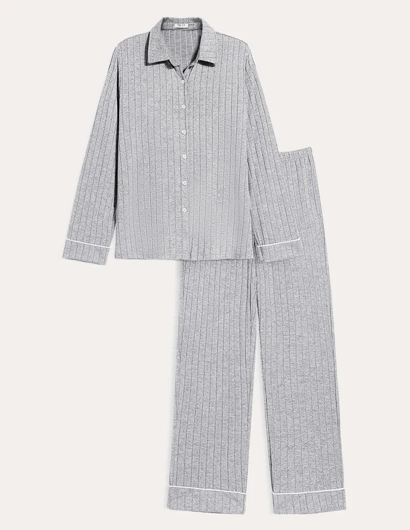 Simple Cozy Ribbed Pajama Set (US Only)