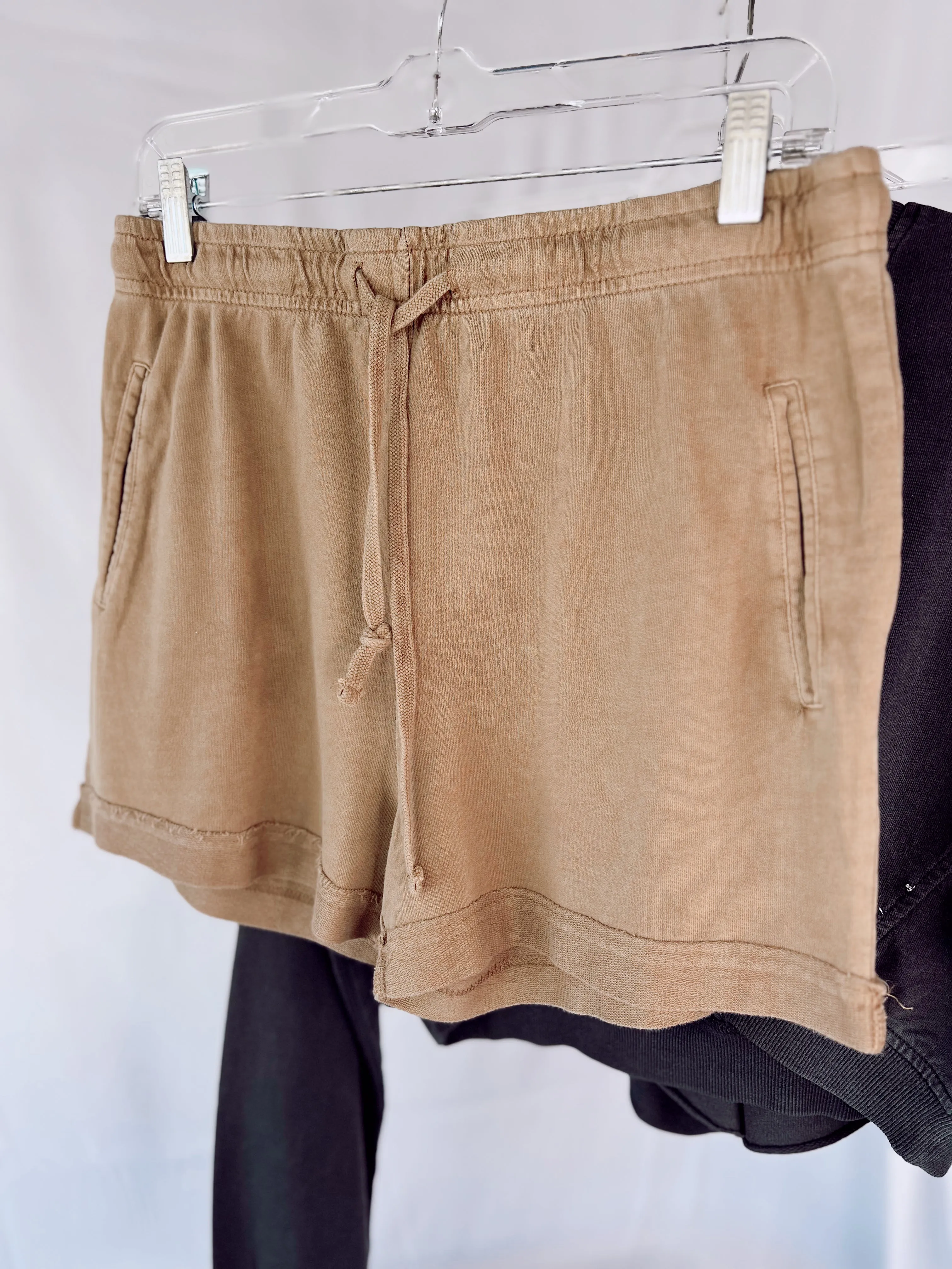 Simple Drawstring Shorts- Taupe