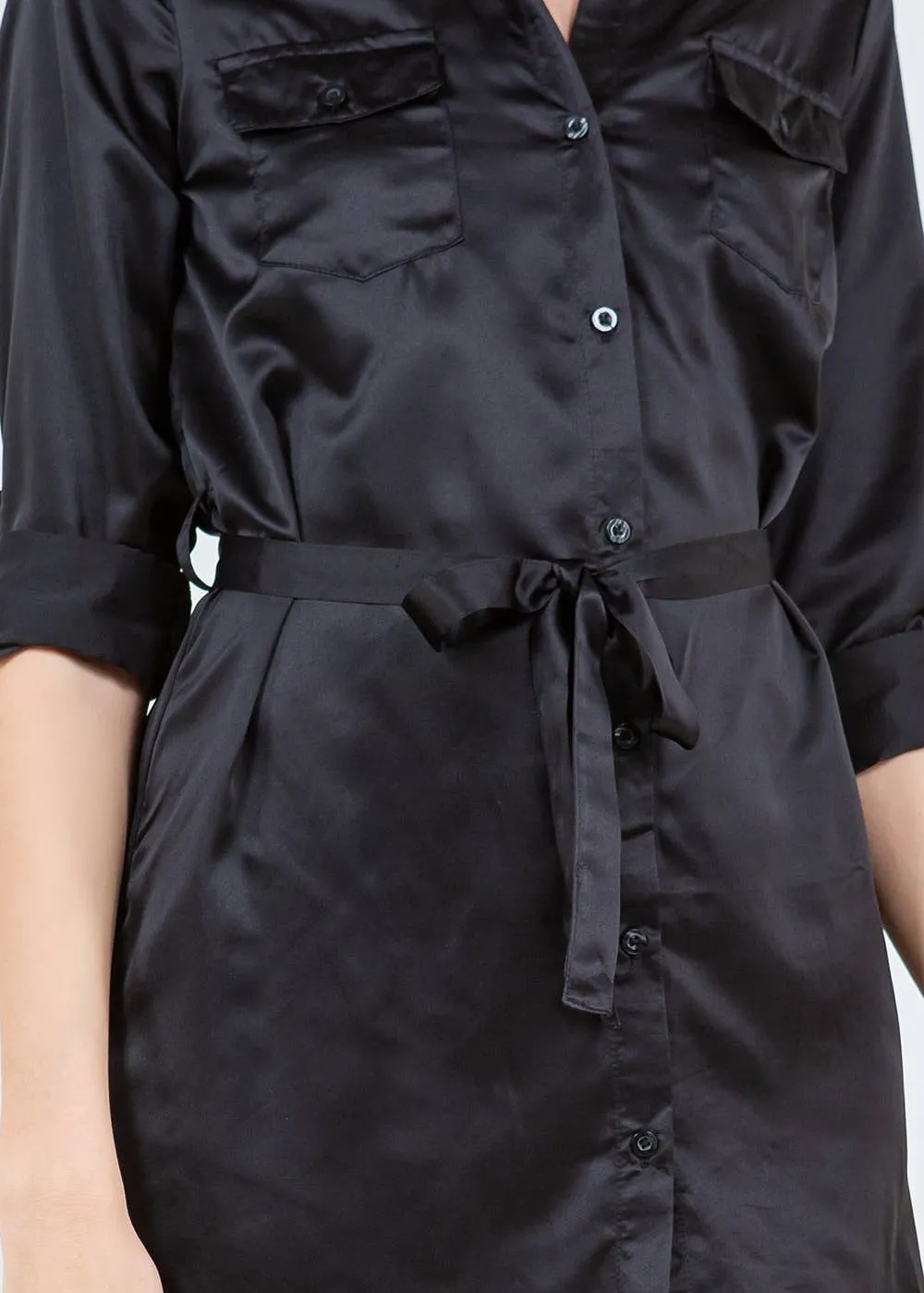 Valera Tie Front Satin Robe Dress
