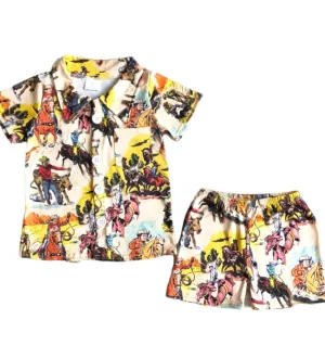 western cowboy boy pajama set