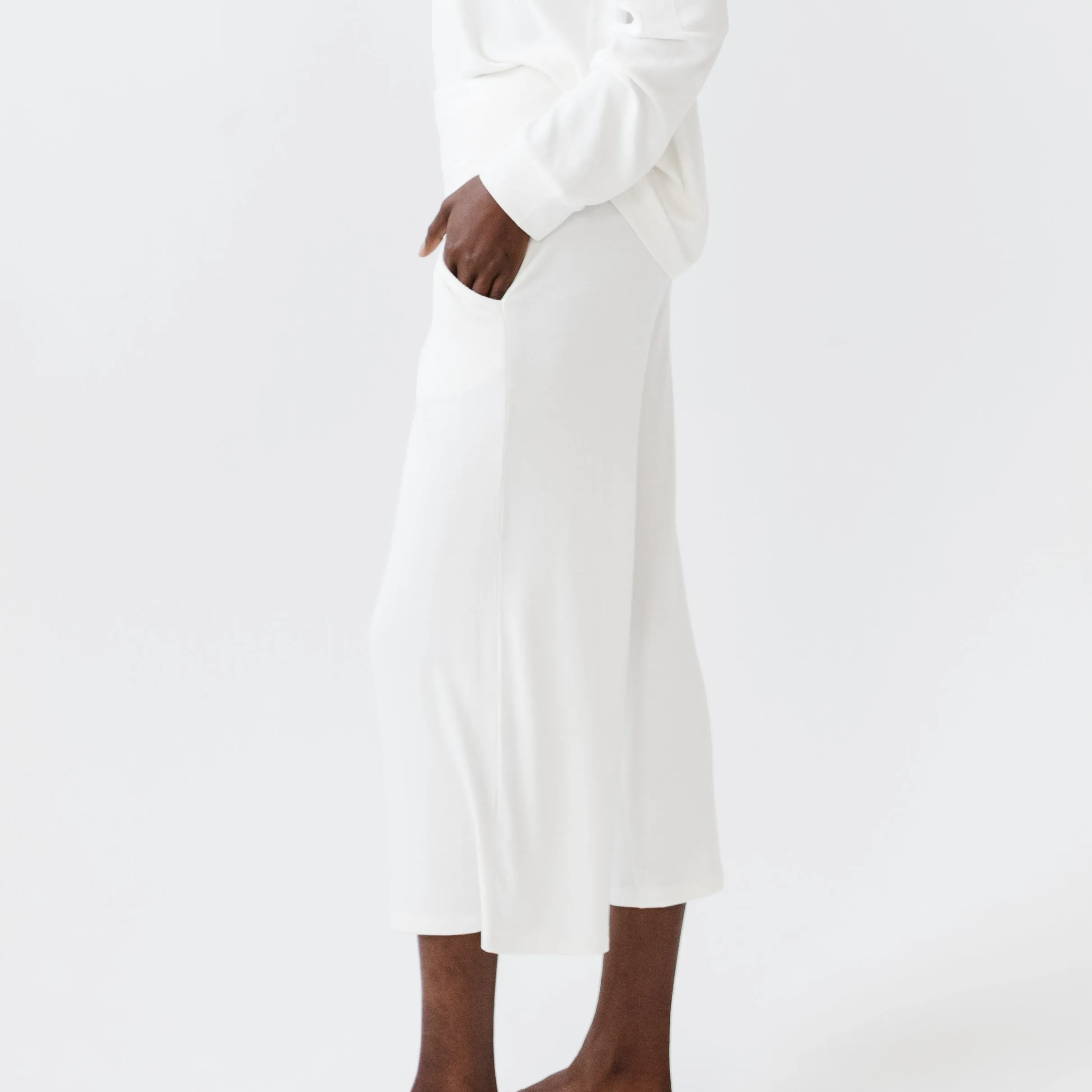 Womens Bamboo Rib-Knit Lounge Capri