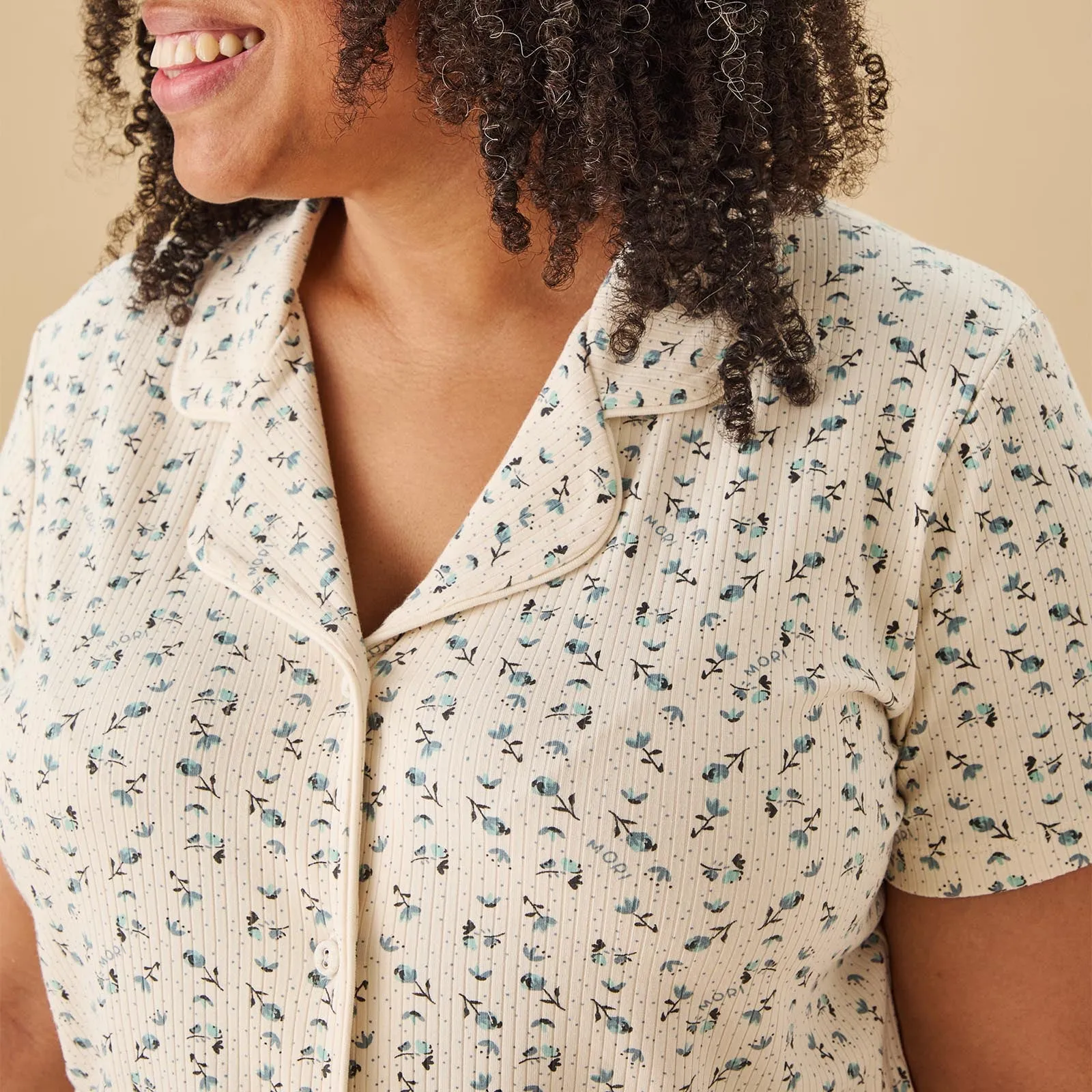 Women's Floral Ribbed Short Pajamas