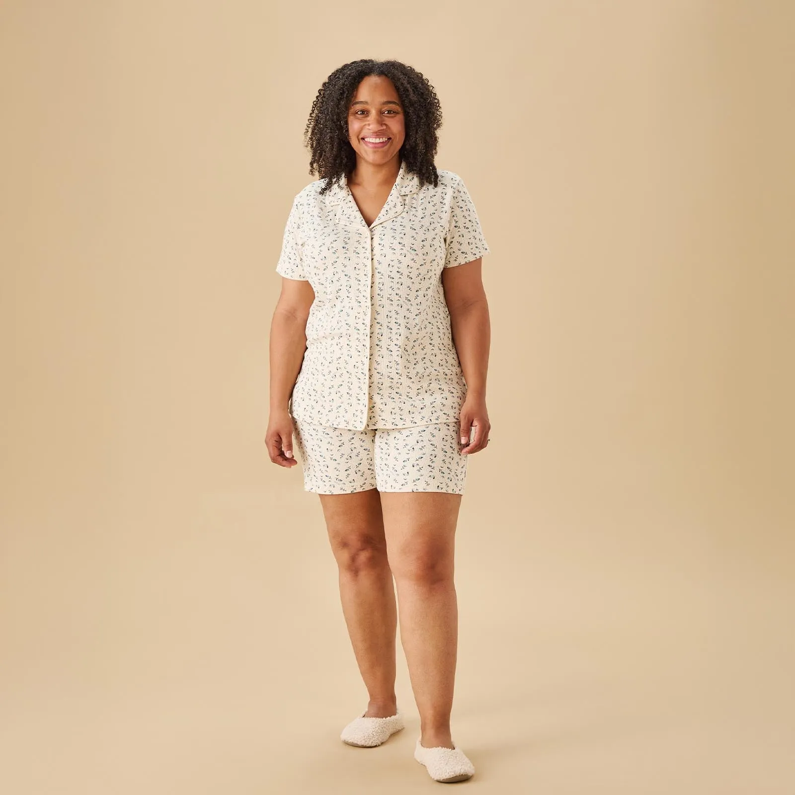 Women's Floral Ribbed Short Pajamas