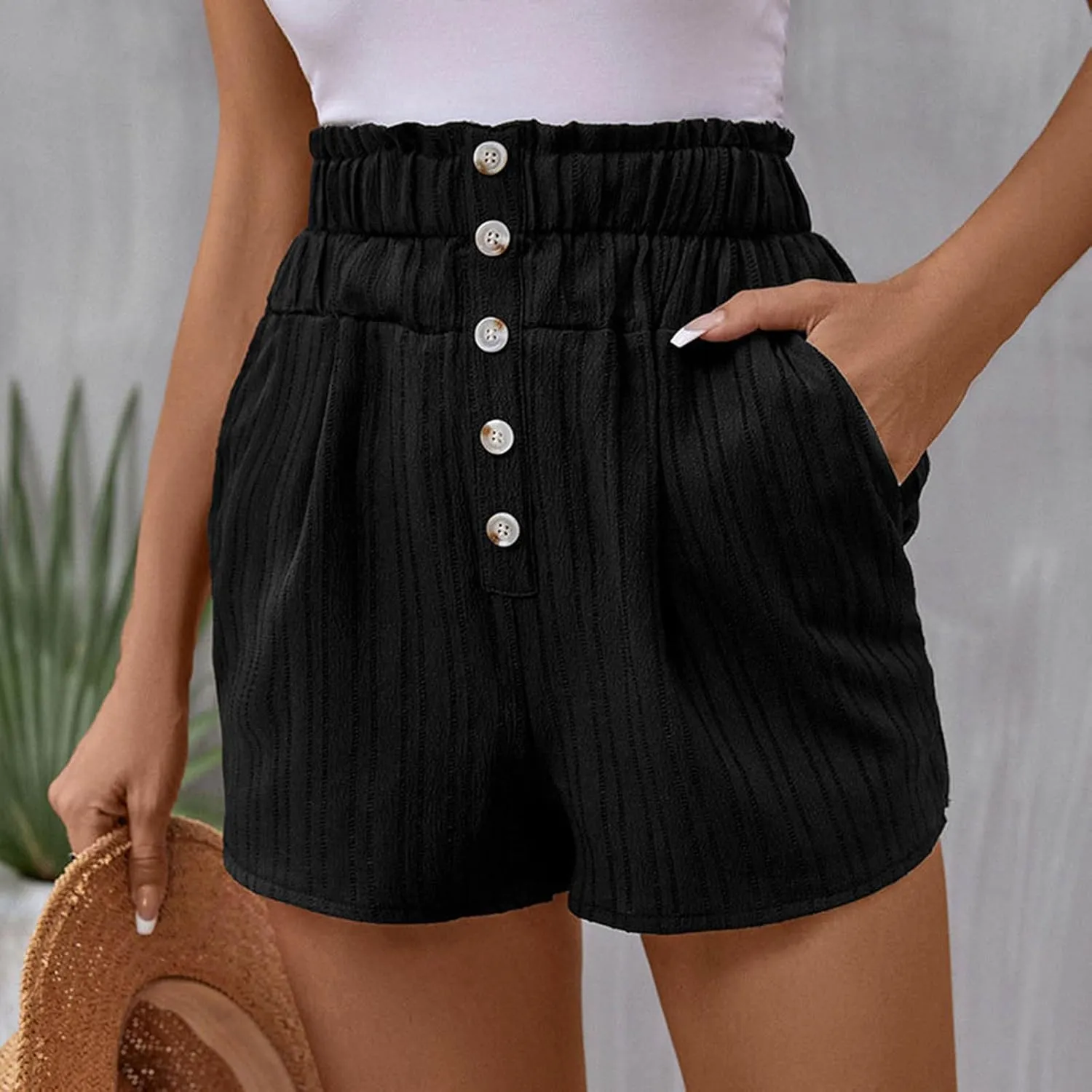 ZDRZK Comfy Shorts for Women Office Formal High Waist Bermuda Shorts Elagant Casual Work Trouser Shorts with Pockets